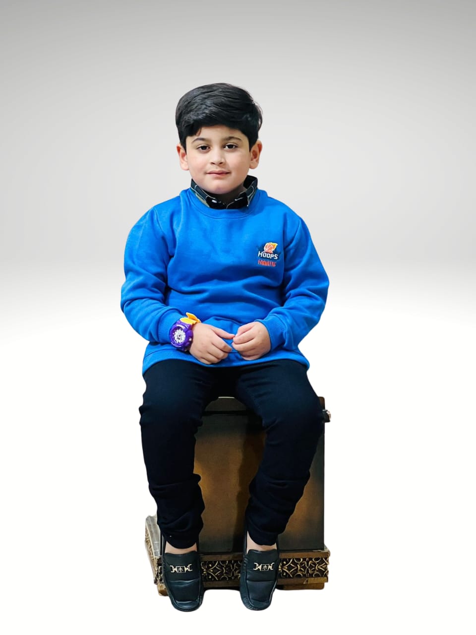 Kids Blue Double Sweatshirt - Warm Cotton Fleece Winter Wear | Urban Buy