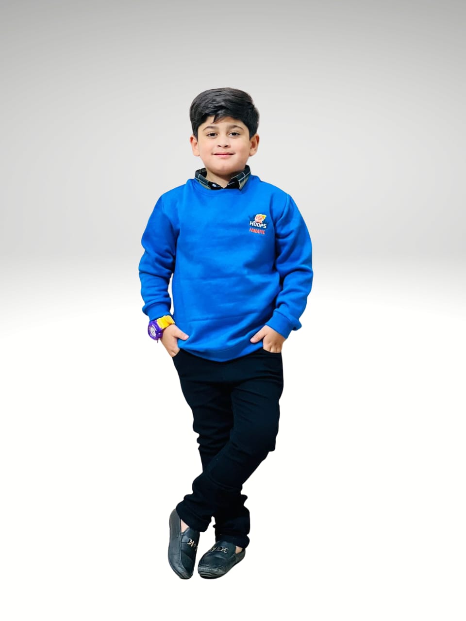 Kids Blue Double Sweatshirt - Warm Cotton Fleece Winter Wear | Urban Buy