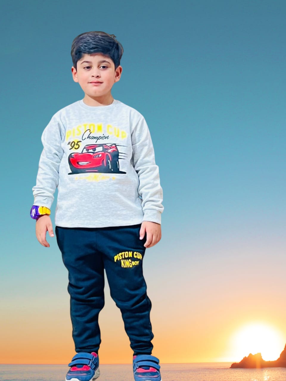 Kids Car Blue & Gray Fleece Twinset - Warm Winter Set | Urban Buy