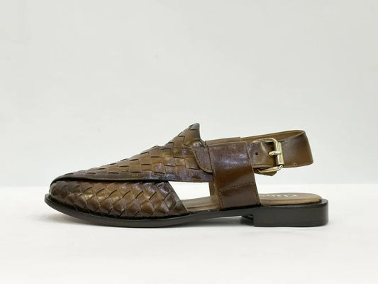 Men's Leather Textured Peshawari Chappal