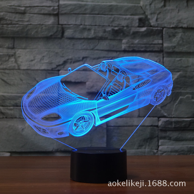 2025 Cross-border 3D Explosions Bedroom Atmosphere Adjustment sports car 4 Bedside Touch Remote Control Gradient Table Nightlight