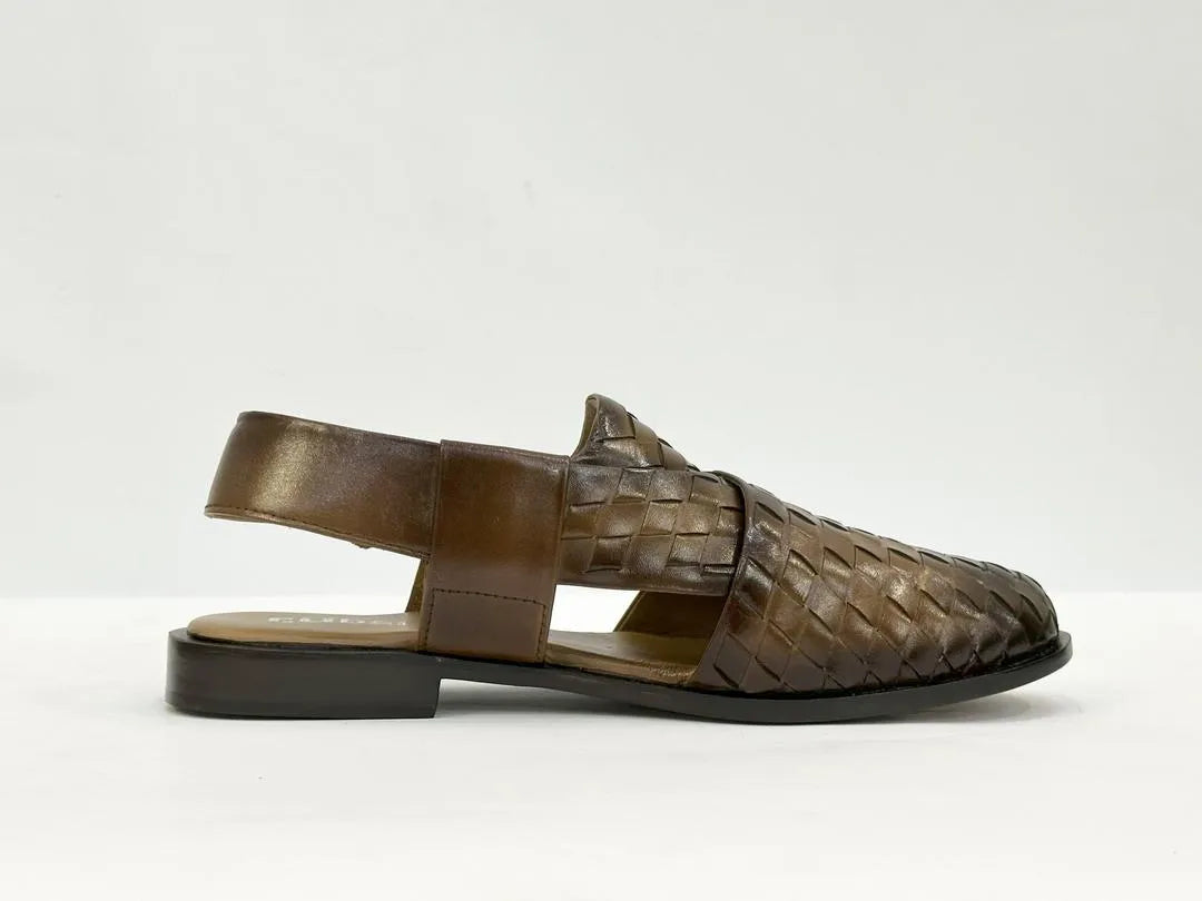 Men's Leather Textured Peshawari Chappal