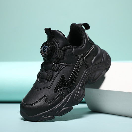 Children's white sneaker shoes for students and boys small white shoes with rotating buttons running shoes for girls & Boys -Urban Buy Mall