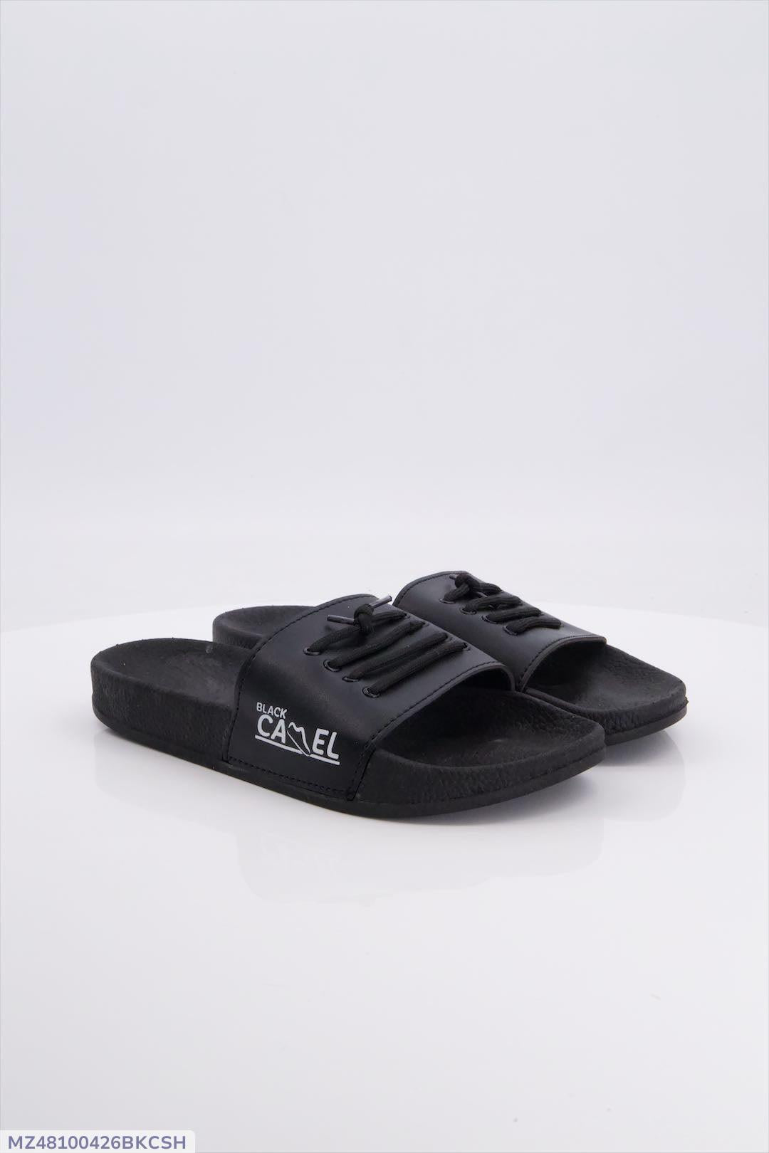 Black Camel Ribbon Style Slides - Lightweight Comfortable Slippers