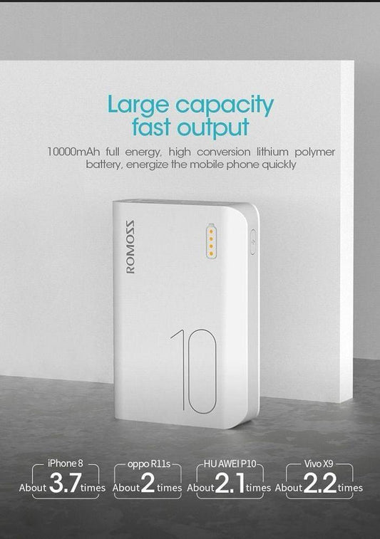 Portable 10000mAh Power Bank White Pakistan - Fast Charging Battery Pack | Urban Buy Mall | Lithium-Ion Polymer Battery | Dual USB Output Charger | Compact Travel Power Bank | Micro USB Input | Emergency Phone Charger | Affordable Portable Charger