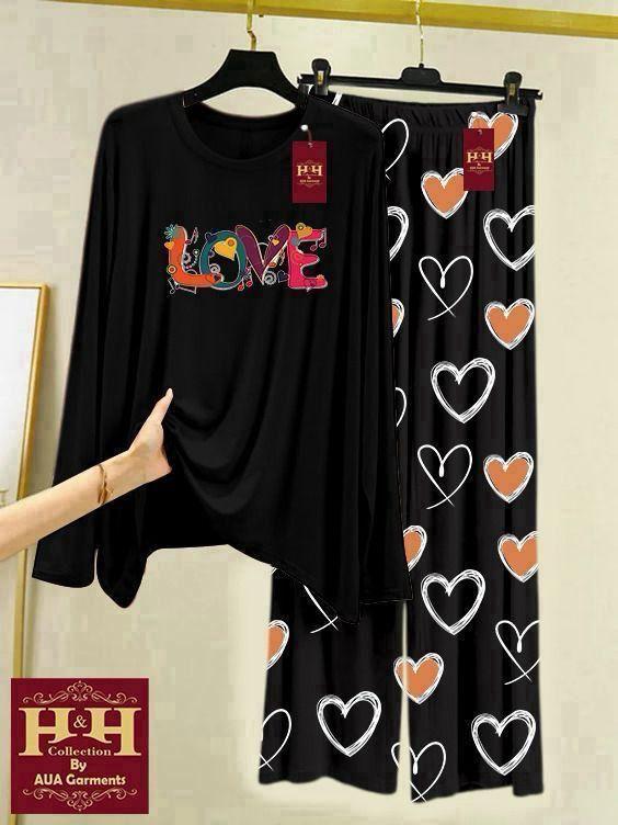 Women's Printed Night Suit 2-Piece - Cotton Jersey Loungewear | Urban Buy