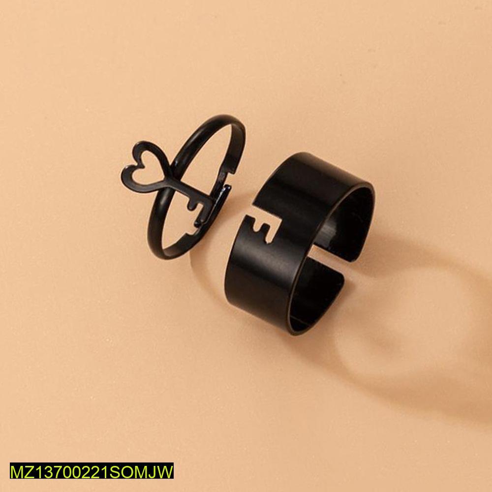 Trendy Lock And Key Shaped Couple's Ring Black - 2 Piece Matching Set | Urban Buy Mall