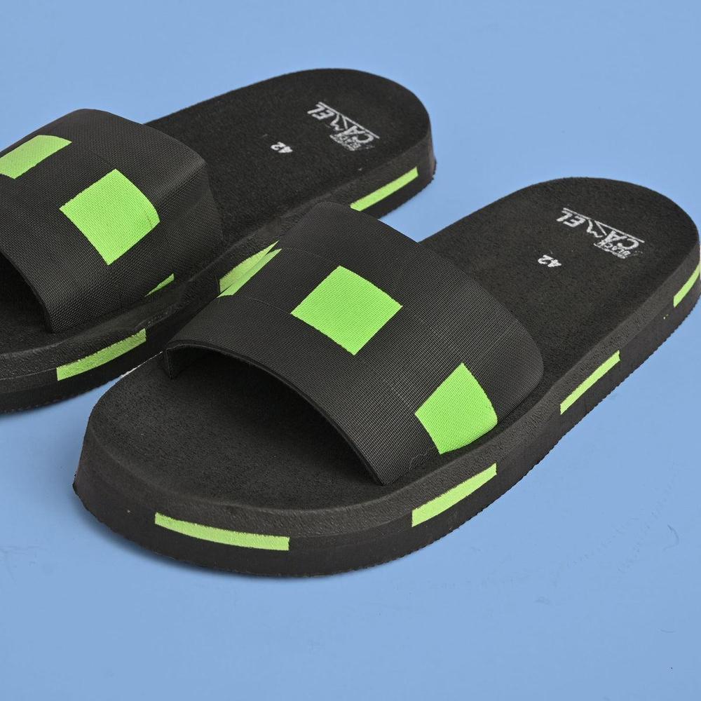 Black Camel Box Style Slides Green - Urban Buy Mall