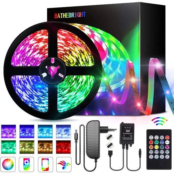 Multicolor LED USB Light Strip 16.4 FT with Remote Control - RGB Color Changing Lights