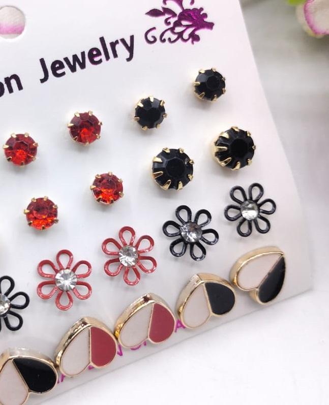 Trendy Artificial Stones Ear Studs Golden | Urban Buy Mall