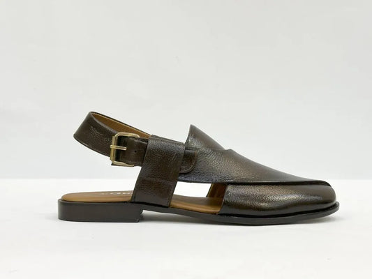 Men's Leather Textured Peshawari Zalmi Chappal