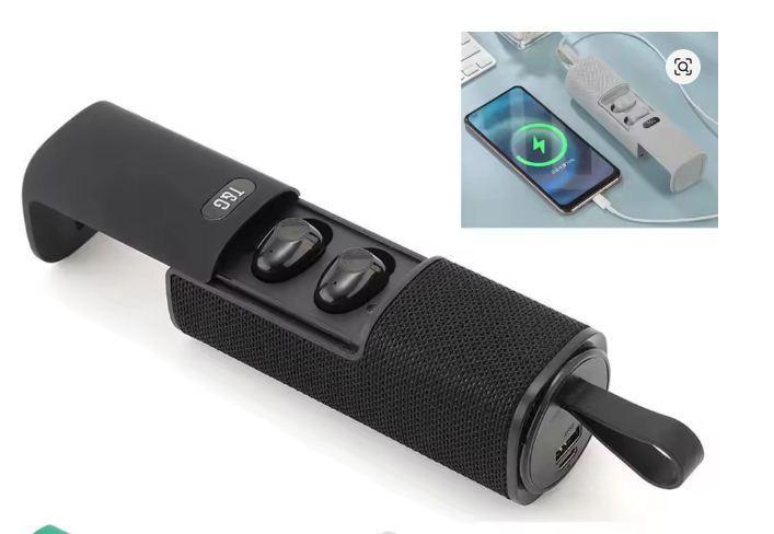 Black Wireless Bluetooth Earbuds with Speaker - 5.0 Mini Headphone & Power Bank - Portable Multifunction Loudspeaker for Outdoor Sports - TWS Stereo Sound - Rechargeable Headset - Premium Audio Quality - Compact Travel Speaker - Shop Now at Urban Buy Mall