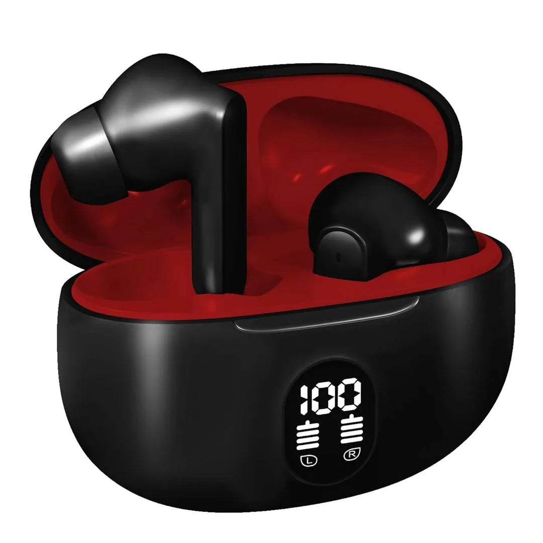 Wireless Earbuds with LED Display - High-Quality True Stereo Headphones RED