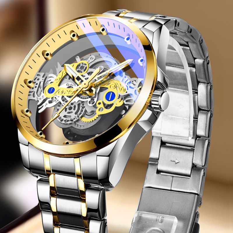 ⚠️ Advance Payment Only ⚠️ Premium Double-Sided Hollow Transparent Men's Watch - Waterproof Luminous Business Watch - Red Skeleton Mechanical Timepiece - Luxury Automatic Watch - TikTok Trending - Urban Buy Mall Pakistan