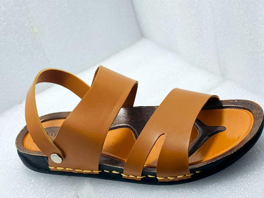 Men's Synthetic Leather Fancy Sandals Mustard - Urban Buy Mall