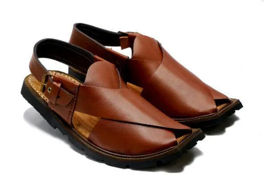 Men's PU Leather Plain Peshawari Chappal