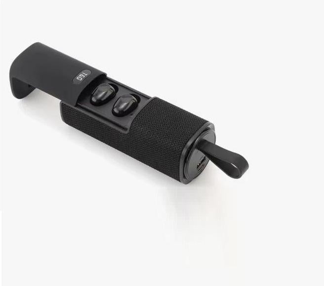 Black Wireless Bluetooth Earbuds with Speaker - 5.0 Mini Headphone & Power Bank - Portable Multifunction Loudspeaker for Outdoor Sports - TWS Stereo Sound - Rechargeable Headset - Premium Audio Quality - Compact Travel Speaker - Shop Now at Urban Buy Mall