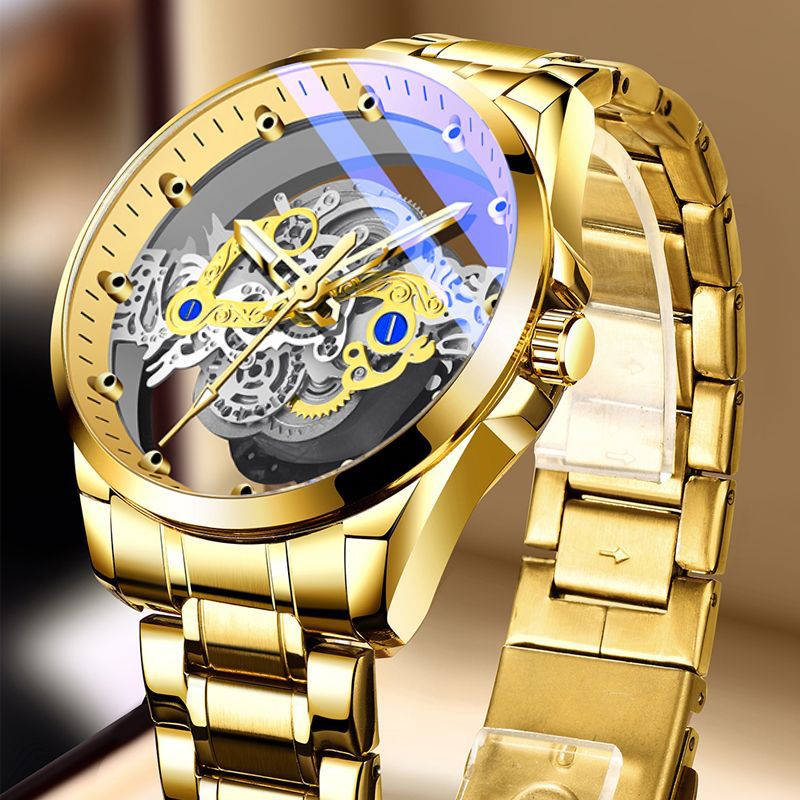 ⚠️ Advance Payment Only ⚠️ Premium Double-Sided Hollow Transparent Men's Watch - Waterproof Luminous Business Watch - Red Skeleton Mechanical Timepiece - Luxury Automatic Watch - TikTok Trending - Urban Buy Mall Pakistan